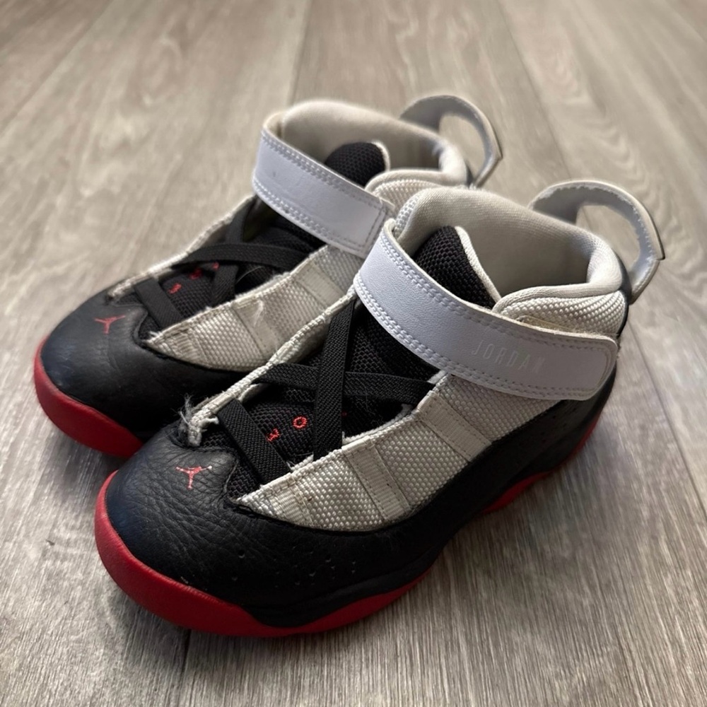 Jordan Black and Red Sneakers with Velcro Strap